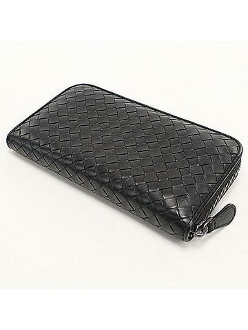 Bottega Veneta BOTTEGA VENETA Bottega Veneta Long Wallet, Round Zipper, 275064, Intrecciato, Men's, Black (view 2)