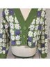 Madeline Floral Green White Purple Shrug Size S - photo 5