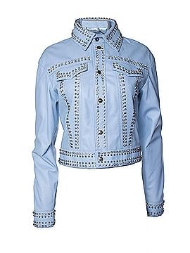 Philipp Plein Philipp Plein, light blue leather jacket with studs (view 1)