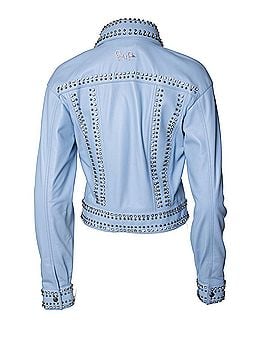 Philipp Plein Philipp Plein, light blue leather jacket with studs (view 2)