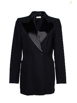 Dries Van Noten Dries van Noten, black wool blazer with shiny revert and press studs in size EU40/L. (view 1)