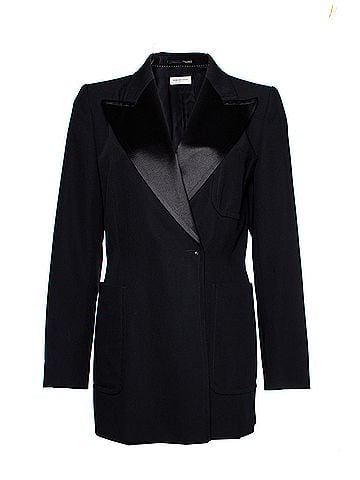 Dries Van Noten Dries van Noten, black wool blazer with shiny revert and press studs in size EU40/L. (view 1)