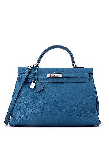 Hermès Kelly Handbag Blue Togo with Palladium Hardware 35 (view 1)