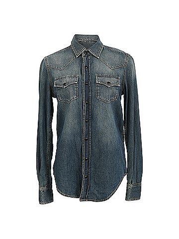 Saint Laurent Saint Laurent Western Shirt in Light Blue Denim (view 1)