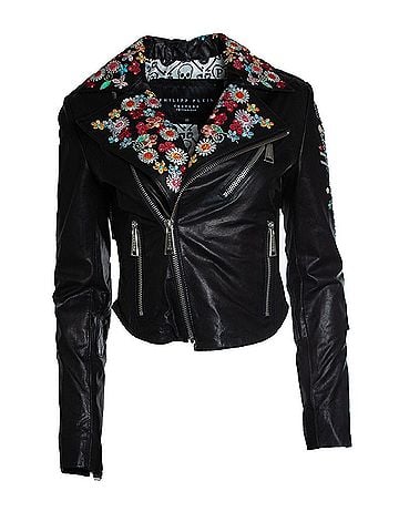 Philipp Plein Philipp Plein leather jacket with embroidery (view 1)