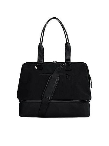 Béis The Regular 49L Weekender in Black Leather Weekender (view 1)