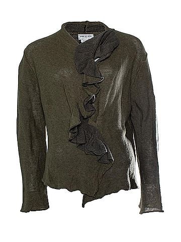Dries Van Noten Dries van Noten, green ruffled cardigan (view 1)