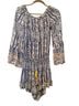 Surf Gypsy 100% Rayon Aztec Or Tribal Print Blue White Pink Romper Size M - photo 1