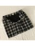 Tecovas 46% Wool 54% Polyester 100% Polyester Plaid Black Ivory Wool Skirt Size 12 - photo 3