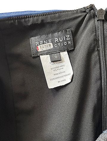 Rene Ruiz Off Shoulder Blue Organza Cocktail Dress (view 2)