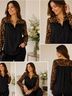 Signature Studio 100% Polyester Leopard Print Black Brown Henley Size M - photo 5