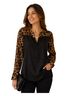 Signature Studio 100% Polyester Leopard Print Black Brown Henley Size M - photo 1