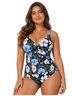 Jantzen 85% Polyamide 15% Elastane 93% Polyamide 7% Elastane 84% Polyamide 16% Elastane 100% Polyester Floral Black Blue One Piece Swimsuit Size 18 - photo 2