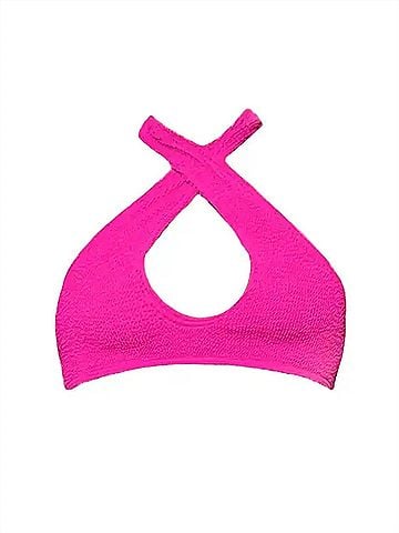 Bond-Eye Australia Carmen Crop Eco Bikini Top in Bright Pink (view 1)