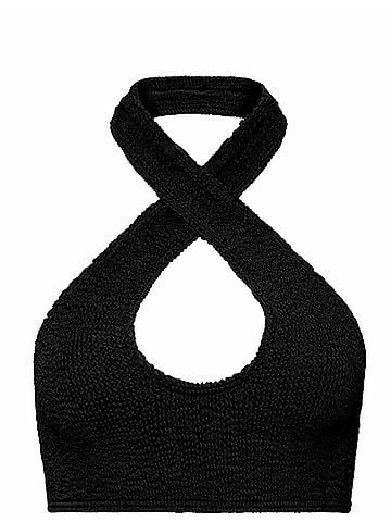 Bond-Eye Australia Carmen Crop Bikini Top in Black Eco (view 1)