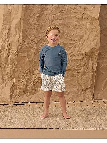 Rylee + Cru Kid's Nautical Boardshort in Ivory (view 2)