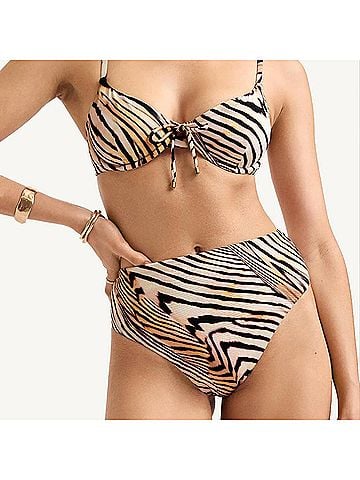 Vitamin A Barcelona High Waist Bikini Bottom in Shell Stripe (view 2)