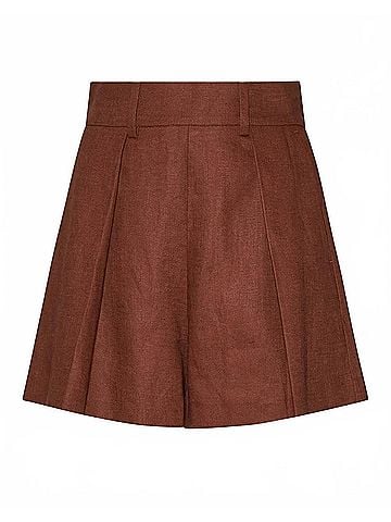 Silvian Heach Posane Pleated Shorts in Brown (view 1)