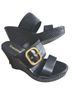 Toscanella Solid Black Gold Sandals Size 8 1/2 - photo 1