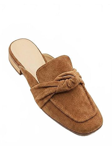 CCOCCI Women's Sheena Square-Toe Knot Style Flat Mules in Tan (view 1)