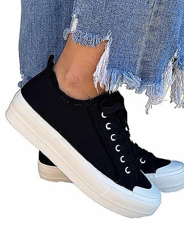 Corkys Women's Could Care Less Canvas Sneakers in Black (view 2)