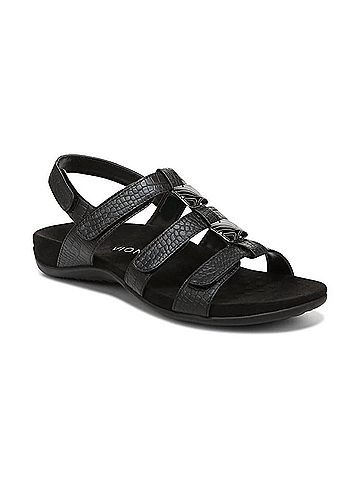 Vionic Women's Amber Adjustable Sandals in Black Croco (view 1)