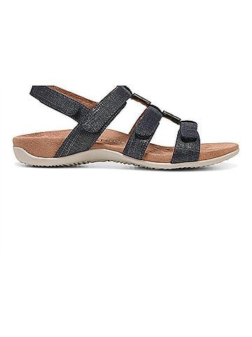 Vionic Women's Amber Adjustable Sandals in Navy/Met/Linen (view 2)