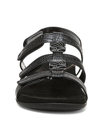 Vionic Women's Amber Adjustable Sandals in Black Croco (view 2)