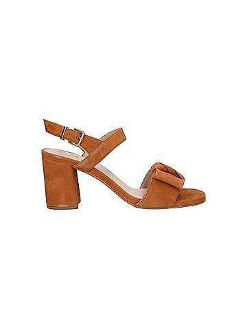 GEOX Women's Boho Platform Suede Block Heel Cross Strap Sandals in Cognac (view 1)