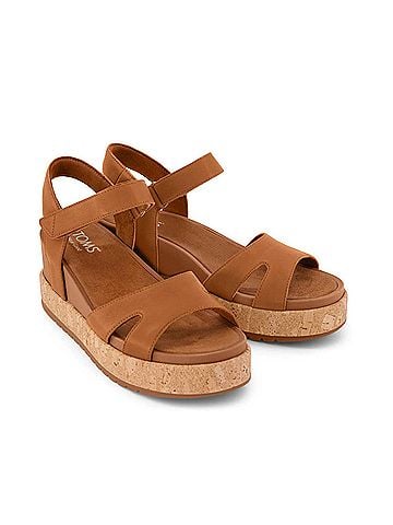 TOMS Women's Alana Open Toe Wedge Sandals in Brown (view 2)