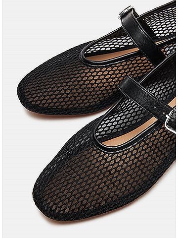 Steve Madden Women's Mesh Ballerina Flats in Black (view 2)