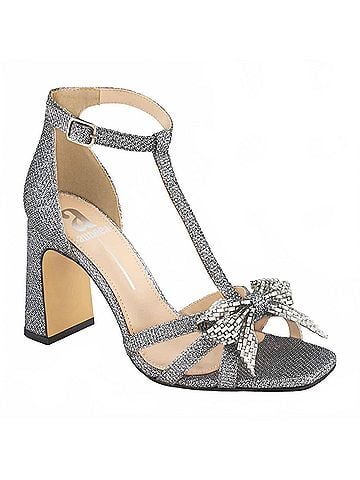 Andrea Women's T-Bar Heeled Sandals in Silver (view 1)
