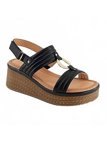 Andrea Women's Sling-Back Wedge Sandal in Black (view 1)