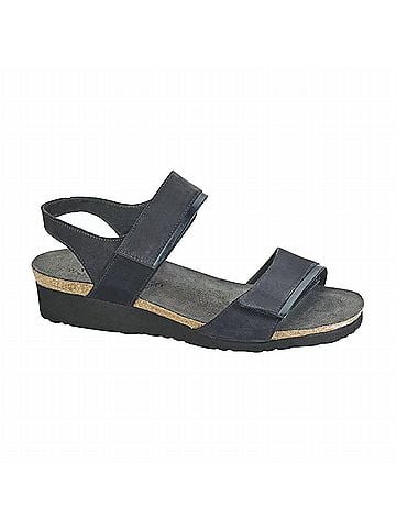 Naot Women's Aisha Sandal in Black Velvet Nubuck / Black Madras (view 1)