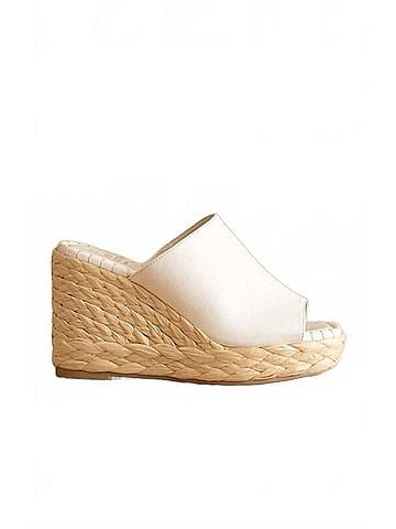 Oasis Society Women's Raina Espadrille Slip On Wedge Sandals in White (view 2)