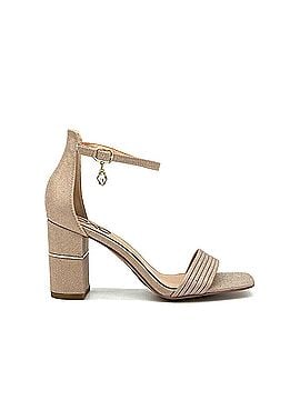 exe Women's Pleated Ankle Strap Block Heel Sandal in Gold (view 2)