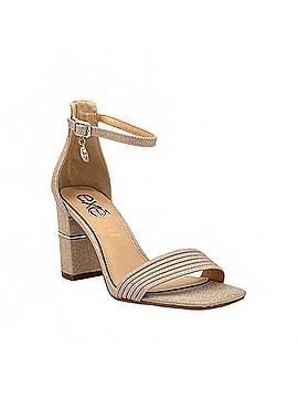 exe Women's Pleated Ankle Strap Block Heel Sandal in Gold (view 1)