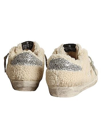 Golden Goose Women's Super-Star Shearling Sneaker in Beige/Silver (view 2)