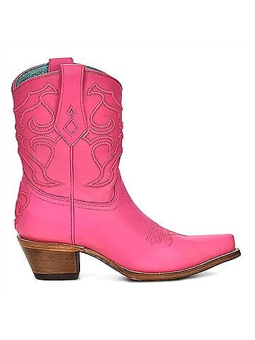 Corral Boots Women's Embroidery Ankle Boot in Fuchsia (view 1)