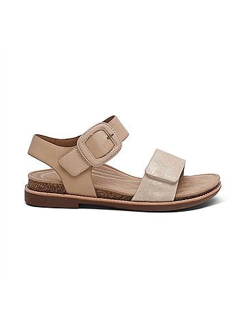 Aetrex Women's Claire Quarter Strap Sandal in Champagne (view 1)