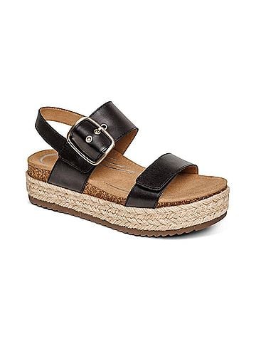 Aetrex Women's Vania Platform Sandals in Black (view 1)