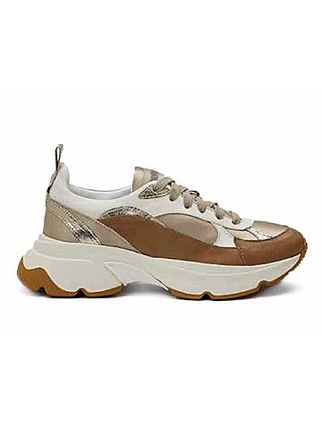 Andia Fora Womens Chunky Wood Satin Sneaker in Brown (view 1)