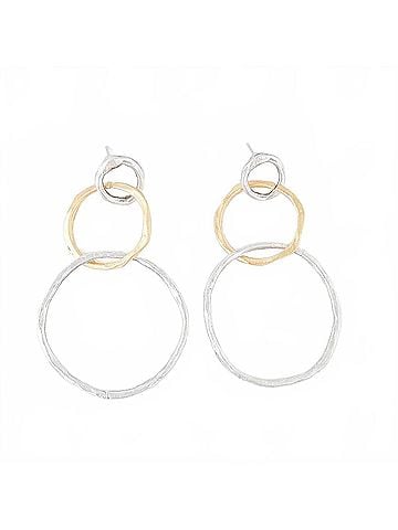 Virtue Women's Aria Luxe Triple Hoop Stud Earrings in Silver (view 1)