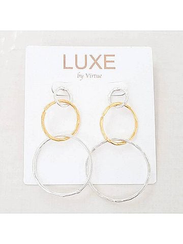 Virtue Women's Aria Luxe Triple Hoop Stud Earrings in Silver (view 2)