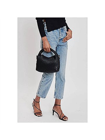 Moda Luxe Woven Vegan Leather Crossbody Bag in Black (view 2)