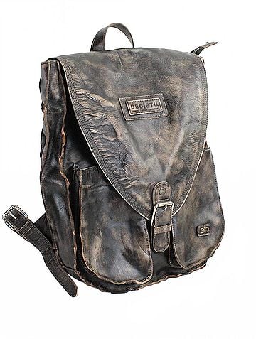 BED|STU Ranger Leather Backpack in Black Handwash (view 1)