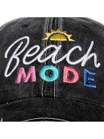 Katydid Collection Women's Beach Mode Embroidered Trucker Hat in Black (view 2)