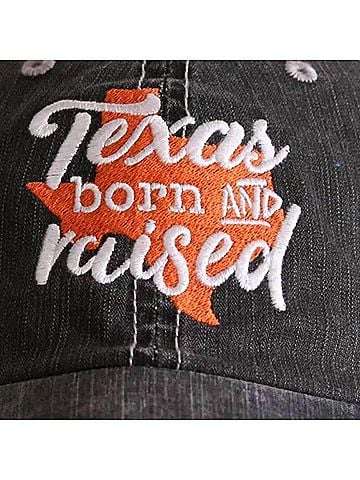 Katydid Collection Women's Texas Born &amp; Raised Embroidered Trucker Hat in Burnt Orange Distressed Cap (view 2)