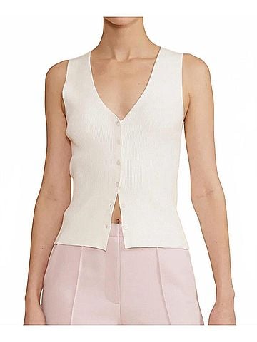 Lucy Paris Eris Knit Vest in White (view 2)