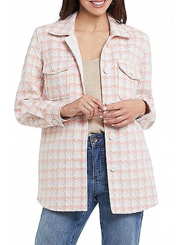 Tribal Penny Plaid Shacket - Plus in Wild Rose (view 2)